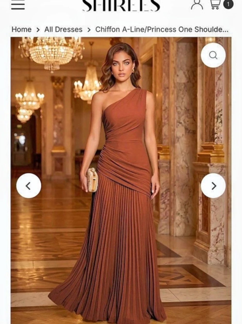 Shirees Chiffon A-Line/Princess One Shoulder Floor-Length Formal Dress with